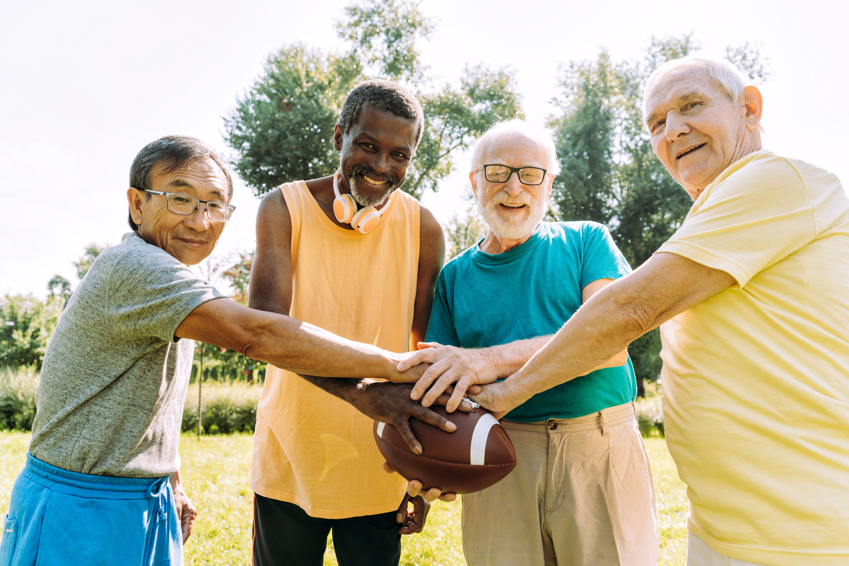 Senior people having fun at the park